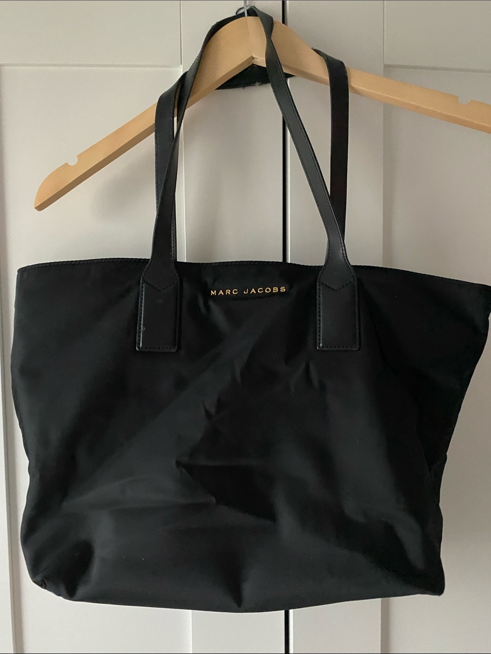Marc Jacobs Black Nylon Tote with Gold Logo